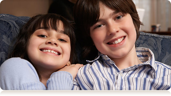 smiling young girl and boy